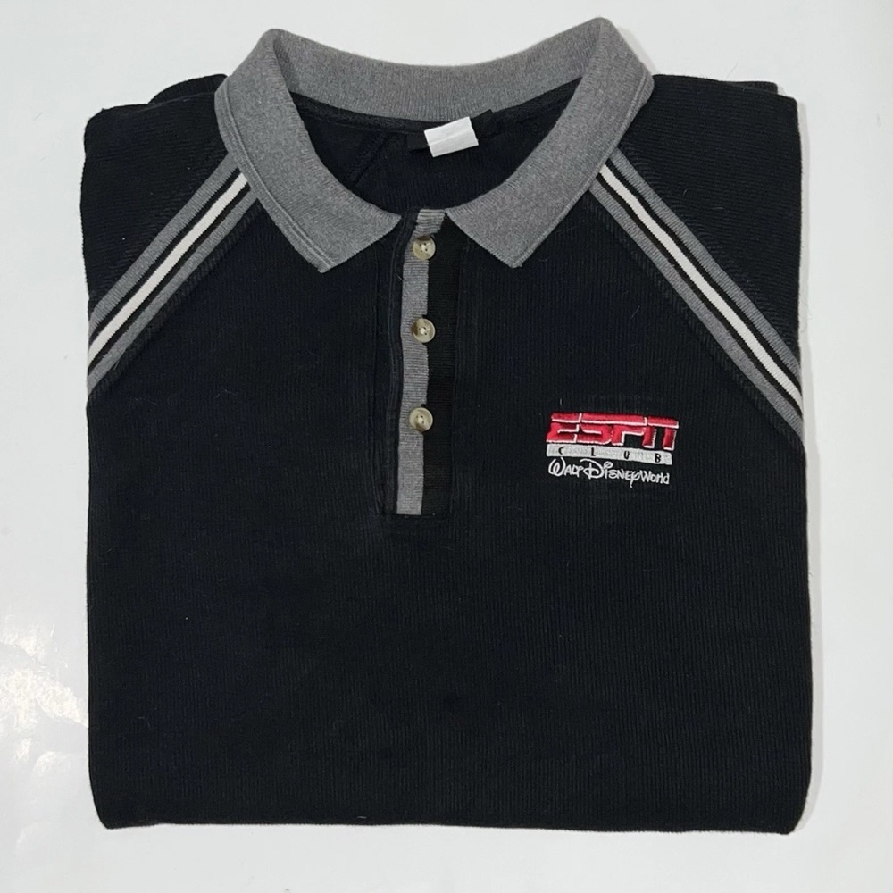 Vintage ESPN Walt Disney World Men’s XL Black Cotton Short Sleeve Polo Shirt